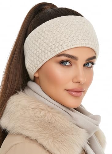 Baesics Stirnband Creme für Damen & Herren – warme & elastische Unisex Ohrenwärmer mit Fleecefutter - Hochwertige Verarbeitung – One Size Kopfbedeckung von Baesics