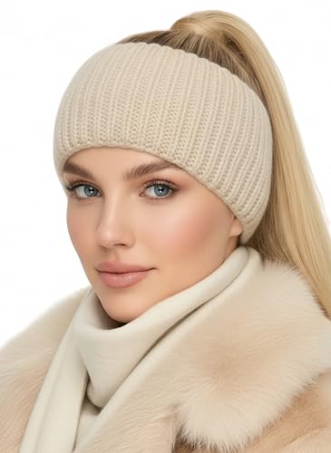 Baesics Stirnband Creme für Damen & Herren – warme & elastische Unisex Ohrenwärmer mit Fleecefutter - Hochwertige Verarbeitung – One Size Kopfbedeckung von Baesics