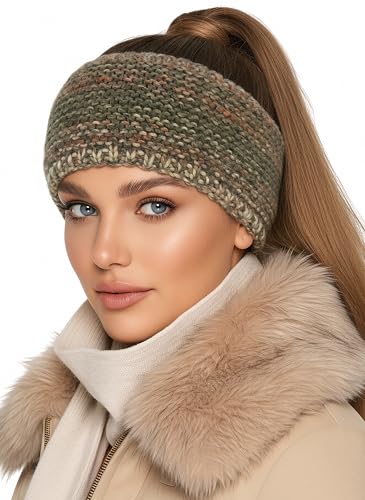 Baesics Stirnband Farbverlauf Olive für Damen & Herren – warme & elastische Unisex Ohrenwärmer mit Fleecefutter - Hochwertige Verarbeitung – One Size Kopfbedeckung von Baesics
