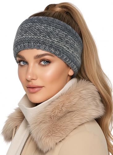 Baesics Stirnband Farbverlauf Schwarz für Damen & Herren – warme & elastische Unisex Ohrenwärmer mit Fleecefutter - Hochwertige Verarbeitung – One Size Kopfbedeckung von Baesics