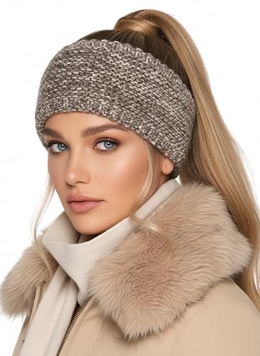 Baesics Stirnband Farbverlauf Taupe für Damen & Herren – warme & elastische Unisex Ohrenwärmer mit Fleecefutter - Hochwertige Verarbeitung – One Size Kopfbedeckung von Baesics