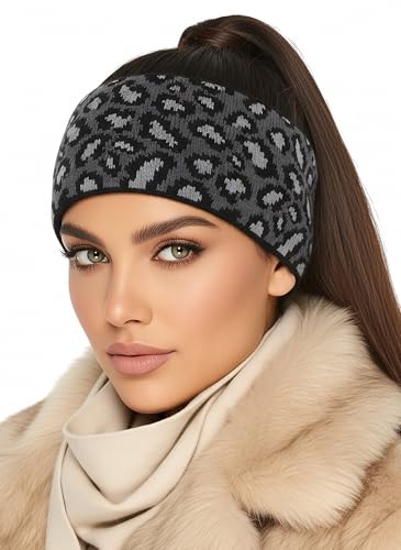 Baesics Stirnband Leo Anthrazit für Damen & Herren – warme & elastische Unisex Ohrenwärmer mit Fleecefutter - Hochwertige Verarbeitung – One Size Kopfbedeckung von Baesics