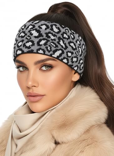 Baesics Stirnband Leo Grau für Damen & Herren – warme & elastische Unisex Ohrenwärmer mit Fleecefutter - Hochwertige Verarbeitung – One Size Kopfbedeckung von Baesics