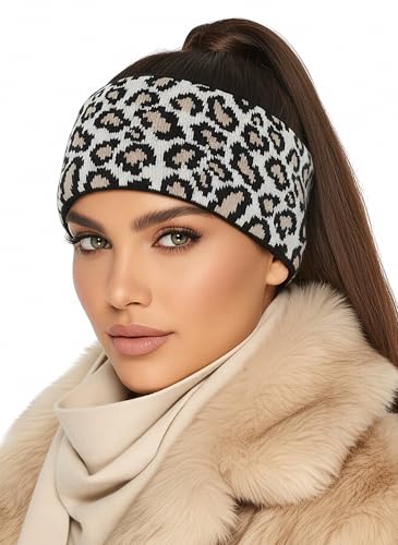 Baesics Stirnband Leo Schwarz Weiß für Damen & Herren – warme & elastische Unisex Ohrenwärmer mit Fleecefutter - Hochwertige Verarbeitung – One Size Kopfbedeckung von Baesics