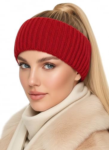 Baesics Stirnband Rot für Damen & Herren – warme & elastische Unisex Ohrenwärmer mit Fleecefutter - Hochwertige Verarbeitung – One Size Kopfbedeckung von Baesics