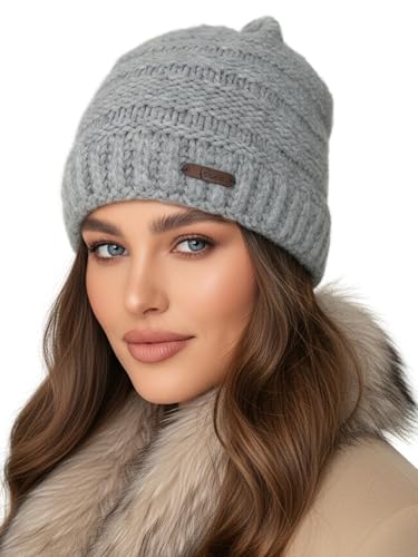 Baesics Wintermütze Grau für Damen & Herren – warme & elastische Unisex Strickmütze mit Fleecefutter One Size – Beanie Stil von Baesics