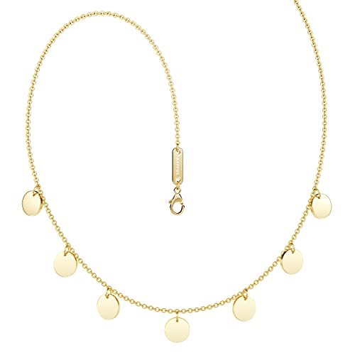 BAFFOS® Plättchen Halskette Damen Gold Rose und Silber - Wasserfester Edelstahl Schmuck Frauen Kette - Goldkette mit Plättchen - Geschenk für Freundin von BAFFOS