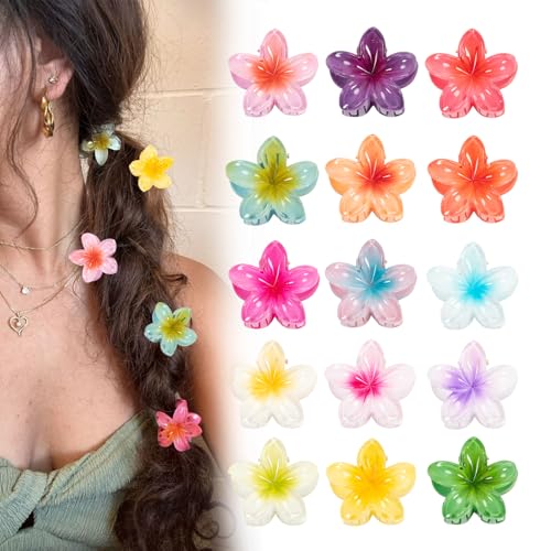 15 Stück Blumen Haarklammer Klein, Haarspange Blume für Damen Mädchen, Flower Hair Clip Blumenklammern Haare, Blumen Spange Haarspangen Damen Dickes Haar Haarstyling Zubehör (4 cm) von Bafiwu