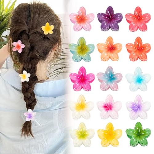 15 Stück Klein Blumen Haarklammer, Haarspange Blume Flower Hair Clip für Mädchen Damen, Kleine Blumenklammern Haare, Blumen Spange Haarspangen Haarschmuck Haarstyling Zubehör (4 cm) von Bafiwu