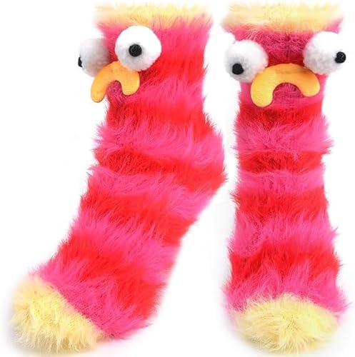 Bafiwu Flauschige Lustige Socken, Fluffy Socks Kuschelsocken Damen Flauschig Thermosocken Für Unisex Kinder Damen Herren (Rot, Erwachsene, Medium, Alphanumerisch, EU Schuhgrößensystem, M) von Bafiwu