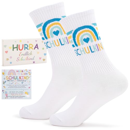 Geschenk Einschulung Mädchen, Schulkind Socken 27-30/31-34 Mädchen, Baumwolle Socken Schulkind 2025 Mädchen Schultüte Füllung Schulanfang Geschenk (DE/NL/SE/PL, Numerisch, 26, 34, Blau) von Bafiwu