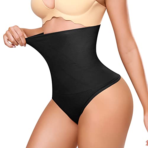 Bafully Damen Butt Lifter Shapewear Hohe Taille Miederslip Bauch Slimmer Thong Panty Nahtlose Body Shaping-Unterwäsche (3XL/4XL, Schwarz) von Bafully