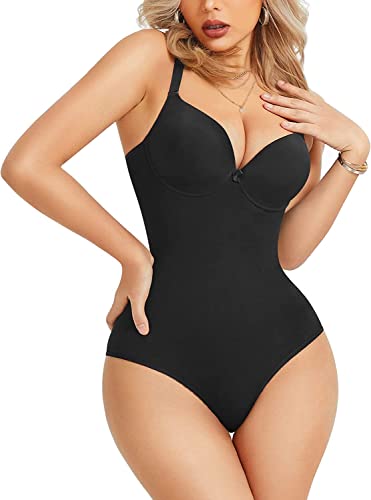 Bafully Figurformender Body für Damen, flacher Bauch, Shapewear, unsichtbar, schlankmachend, Bodysuit, Top, Schwarz , L-XL von Bafully