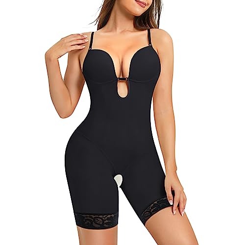 Bafully Figurformender Body für Damen, schlankmachend, flacher Bauch, figurformend, Bodys, Shapewear, Tops, Faja, Dessous, Bodysuit mit BH, Schwarz , 46 von Bafully