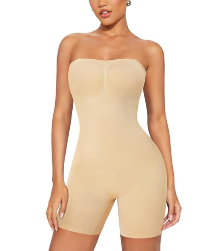 Bafully Figurformender Body für Damen, trägerlos, Shapewear, Bodysuit flacher Bauch, Schlankheitsmantel, formende Unterwäsche, Body Shaper, beige, XL Bafully Figurformender Body für Damen, trägerlos, Shapewear, Bodysuit flacher Bauch, Schlankheitsmantel, formende Unterwäsche, Body Shaper, beige, XL von Bafully