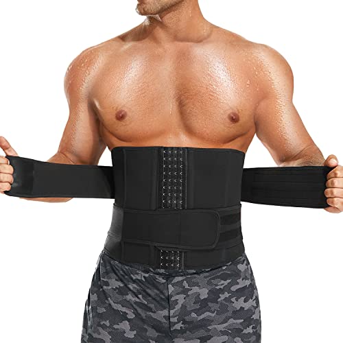 Bafully Herren Bauchweggürtel Sport Fitnessgürtel Body Shaper Schwitzgürtel Neopren Sauna Gürtel Taille Trimmer Bauchgürtel Waist Trainer Mit Klettverschluss (Schwarz, 3XL) von Bafully