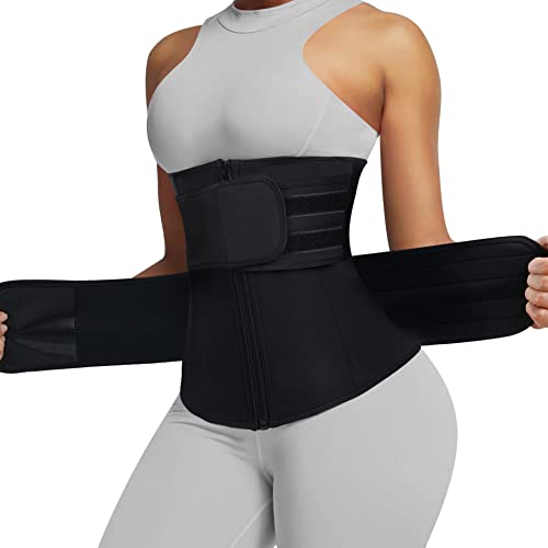 Bafully Unterbrust Korsett Waist Trainer Cincher Sports Taillenformer Bauchweg Gürtel Neoprone Taillenmieder Body Shaper (Schwarz, 2XL) von Bafully