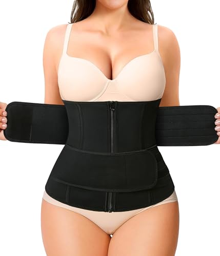 Bafully Unterbrust Korsett Waist Trainer Cincher Sports Taillenformer Bauchweg Gürtel Neoprone Taillenmieder Body Shaper (Schwarz, M) von Bafully