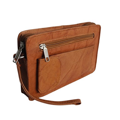 Bag Street Leder - Exquisite Herren Handgelenktasche, Herrentasche, Handtasche, Handgepäck-Tasche (Tan) - präsentiert von ZMOKA® von Bag Street - präsentiert von ZMOKA