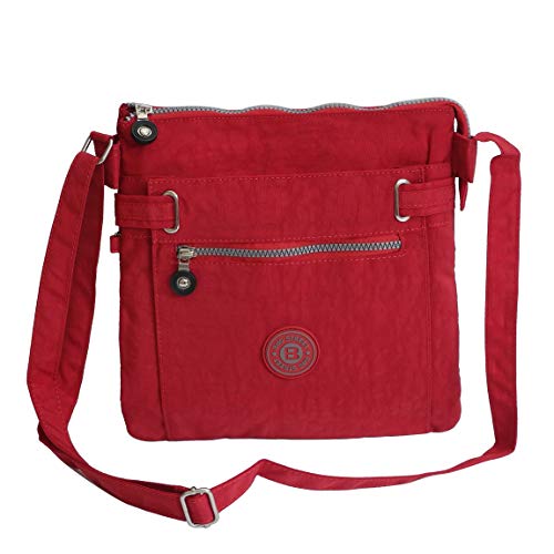 Umhängetasche aus Stoff von Bag Street - Schultertasche Freizeittasche Wandertasche Sporttasche Stofftasche Crossbag aus Nylon - (Rot) präsentiert von ZMOKA® von Bag Street - präsentiert von ZMOKA