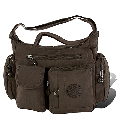 Bag Street Schultertasche Nylon Modische Umhängetasche Crossover Braun 2219 von Bag Street