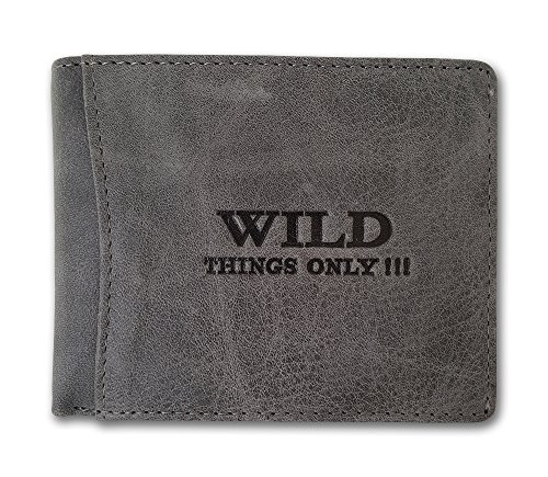 Herren Geldbörse Geldbeutel Portemonnaie WILD THINGS ONLY !!! grau Leder von Unbekannt