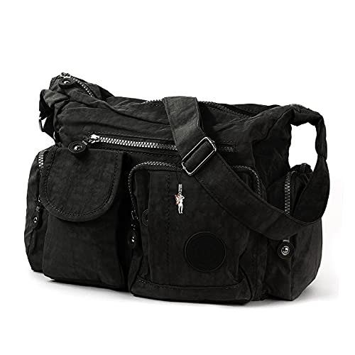 Schultertasche Bag Street Nylon Modische Umhängetasche Crossover Schwarz 2219 von Bag Street