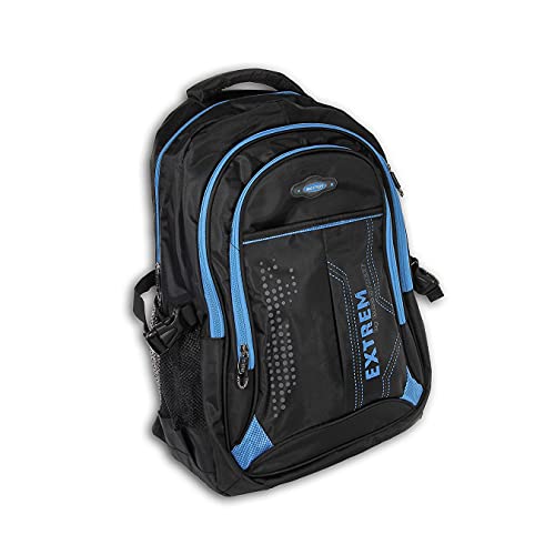 großer Herren - Rucksack Schultasche Freizeittasche Markentasche Bag Street Arbeitstasche, schwarz/blau, Maße: 32 cm x 47 cm x 20 cm von BAG STREET INTERNATIONAL