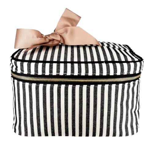 Bag-all Schminkkoffer für Damen | Kosmetiktasche mit praktischen Fächern | Beauty Organizer Reise | Make-up Box für Pflegeprodukte | Beautycase Mädchen Frauen | Gestreift von Bag-all