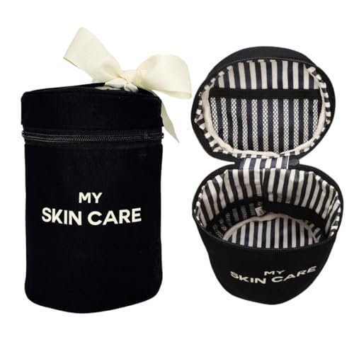 Bag-all Hautpflege Tasche rund mit Griff | Kosmetiktasche für Seren & Cremes | Reise Organizer für Hautpflegeprodukte | Beauty Case mit Innenfächern | Kompakt & stilvoll | Schwarz Bag-all Hautpflege Tasche rund mit Griff | Kosmetiktasche für Seren & Cremes | Reise Organizer für Hautpflegeprodukte | Beauty Case mit Innenfächern | Kompakt & stilvoll | Schwarz von Bag-all