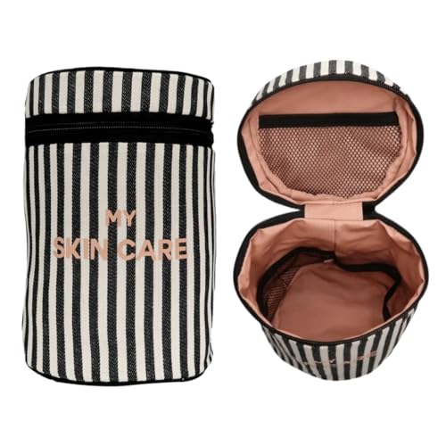 Bag-all Hautpflege Tasche rund ohne Griff | Kosmetiktasche für Seren & Cremes | Reise Organizer für Hautpflegeprodukte | Beauty Case mit Innenfächern | Kompakt & stilvoll | Gestreift Bag-all Hautpflege Tasche rund ohne Griff | Kosmetiktasche für Seren & Cremes | Reise Organizer für Hautpflegeprodukte | Beauty Case mit Innenfächern | Kompakt & stilvoll | Gestreift von Bag-all