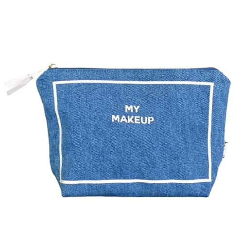Bag-all Schminktasche mit Innenbeschichtung | Make-up Täschchen für Damen | Kosmetiktasche Reise Organizer mit Reißverschluss | Schminkbeutel für Alltag & Urlaub | Viele Farben & Stoffe | Denim von Bag-all
