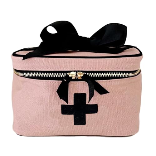 Bag-all Erste-Hilfe-Box – Leere Aufbewahrungsbox für Medikamente, Pflaster & Vitamine – Reiseapotheke mit Reißverschluss, Henkel & Kreuz-Print – Organizer für Zuhause & Unterwegs – Weiß von Bag-all