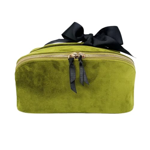 Bag-all Schminktasche mit Aufteilung für Damen | Praktische Kulturtasche für Reisen | Kosmetiktasche Handgepäck | Organizer für Teenager, Frauen & Mädchen | Grüner Samt von Bag-all