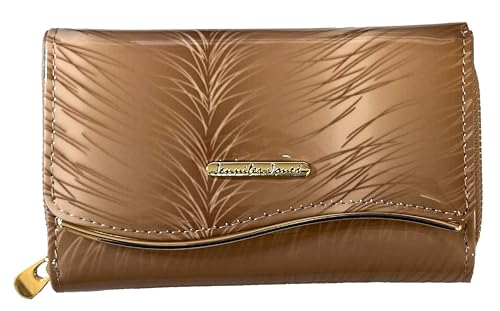 BagandBelt Damen-Geldbörse-RFID-Middle Glanz-Design beige von BagandBelt