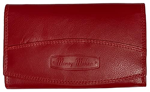 Bag & Belt Money Maker Damen Knipsbörse Leder RFID 5 Karten 16x3x10 (RED) von Bag & Belt