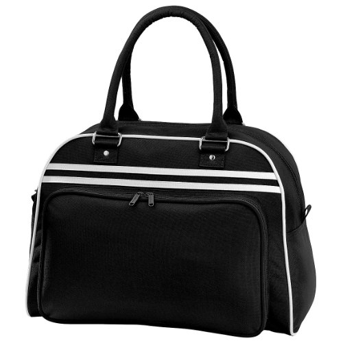 BagBase Retro Bowling Tasche (23 Liter) (2 Stück/Packung) (Einheitsgröße) (Schwarz/Weiß) von BagBase