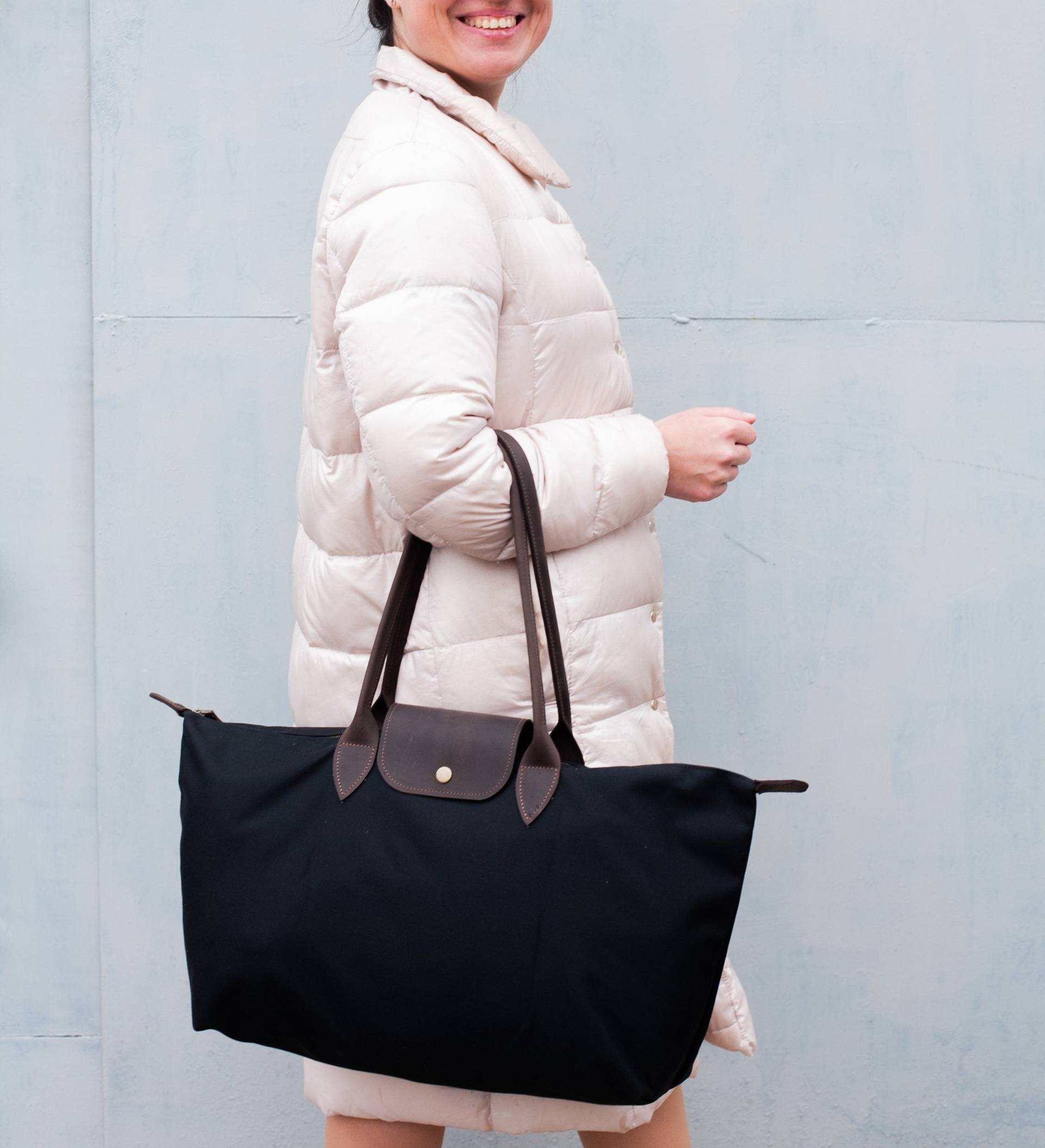 Canvas-Einkaufstasche Für Frauen, Einkaufstasche Aus Canvas Und Leder, Große Canvas-Einkaufstasche, Segeltuchtasche Mit Ledergriffen, Arbeitstasche von BagBaseArt