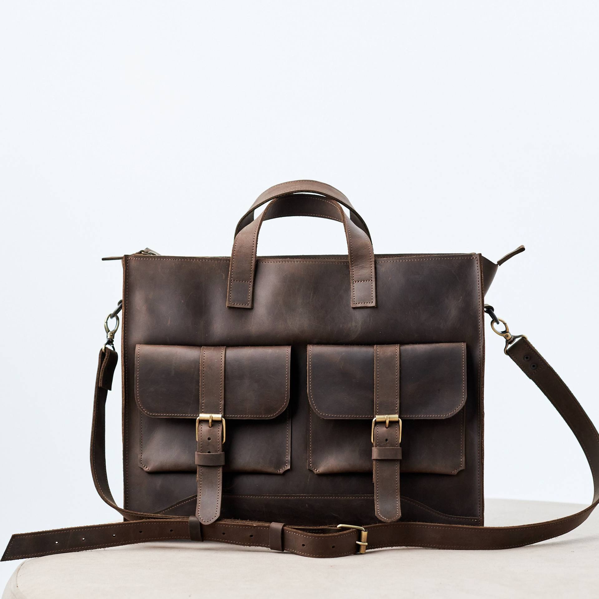 Leder Laptoptasche 17 Zoll, Große Laptoptasche, Aktentasche Oversized von BagBaseArt