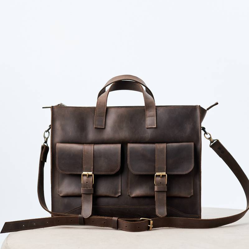 Leder Laptoptasche 17 Zoll, Große Laptoptasche, Aktentasche Oversized Leder Laptoptasche 17 Zoll, Große Laptoptasche, Aktentasche Oversized von BagBaseArt