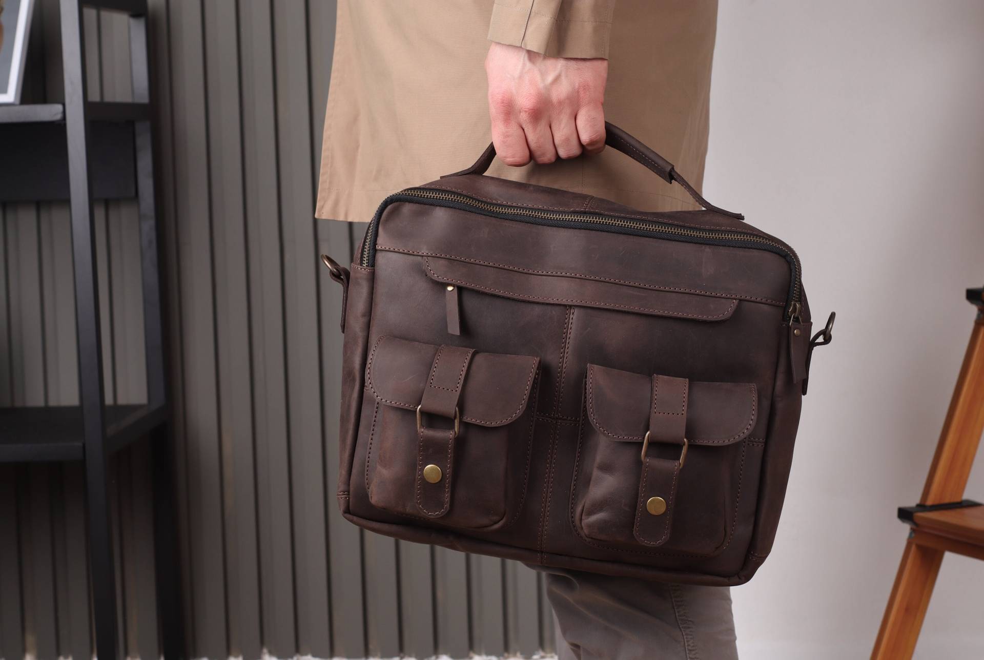 Leder Umhängetasche Herren, Ledertasche Handgemacht, Leder Aktentasche Herren, Laptoptasche Umhängetasche, Ledertasche von BagBaseArt