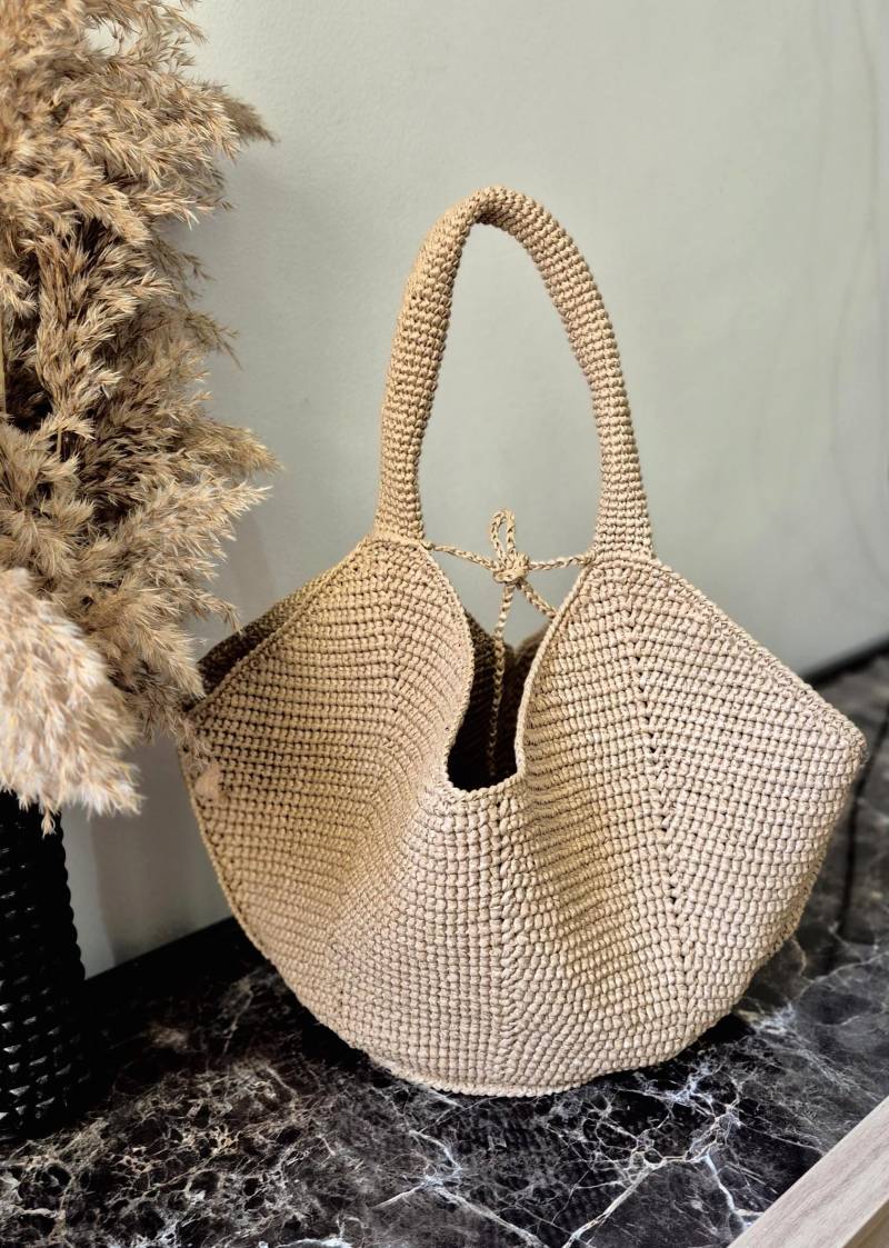 Handgemachte Bast Häkeln Einkaufstasche, Sommer Boho Schultertasche, Große Strandtasche, Natürliche Strohtasche, Gewebte Geldbörse von BagGlow