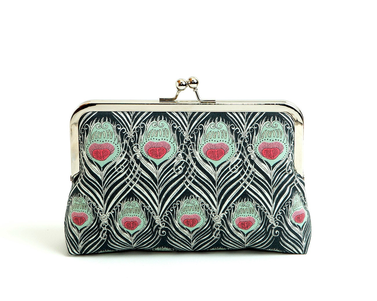 Liberty Print Pfau Clutch Jugendstil Abendtasche Liberty Print Pfau Clutch Jugendstil Abendtasche von BagNoir