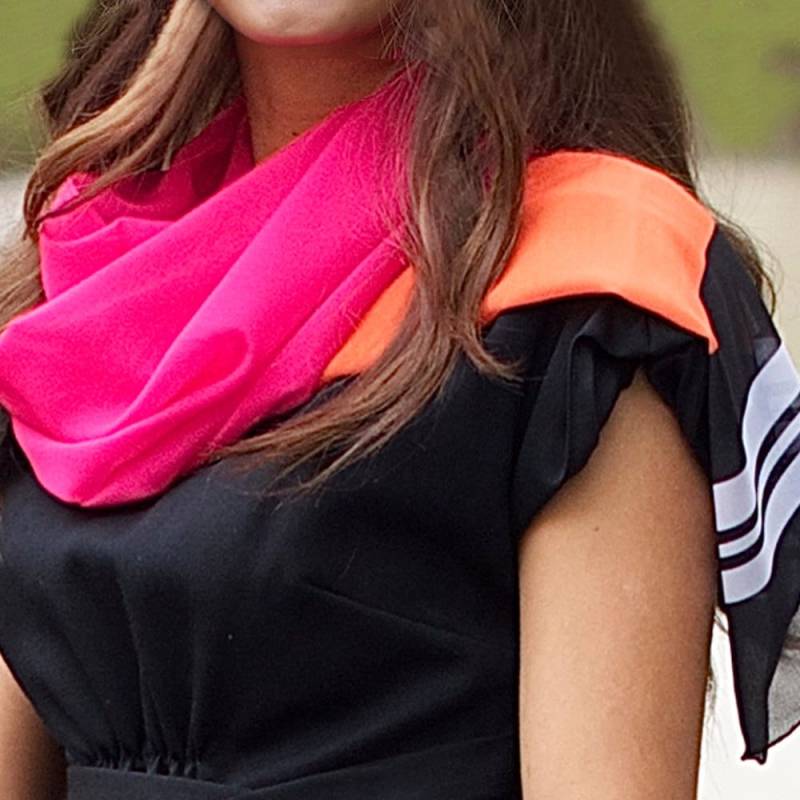 Streifenschal Fett Stilvolle Pink Tangelo Schwarz Bagabook Trendy Diva Streifenmuster von BagabookBoutique