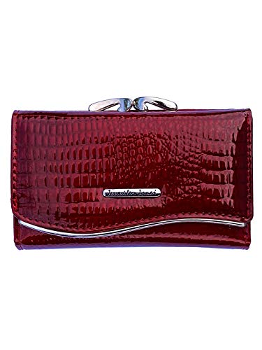 Damen-Geldbörse-RFID-Middle-Kroko-Design 9 CC-Slots und Bügel-Kleinfach 14,5x9,5x3,5 cm 2456-2-RED von BagandBelt