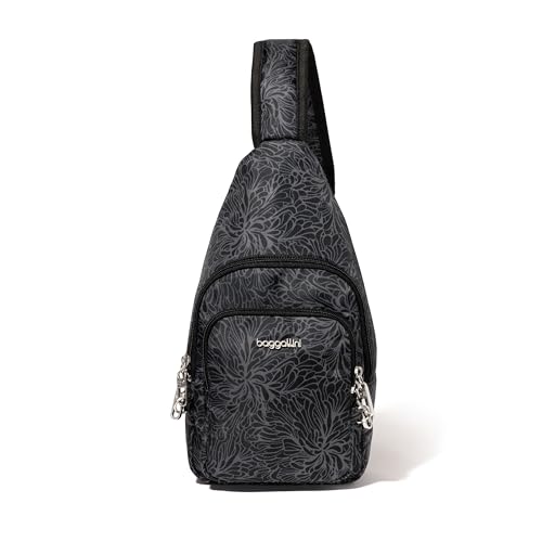 Baggallini Damen Schlinge mit Diebstahlschutz Securtex Diebstahlsicherung Daytripper Sling, Midnight Blossom Print von Baggallini