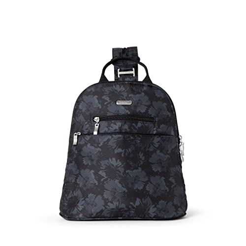 Baggallini Damen Convertible Essential wandelbarer Rucksack – 27,9 x 30,5 cm, Kleiner Reiserucksack mit RFID-Schutz, Midnight Garden, Einheitsgröße von Baggallini