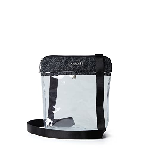 Baggallini Damen Transparente Stadion Durchsichtige Taschen-Umhängetasche, Midnight Blossom Print von Baggallini