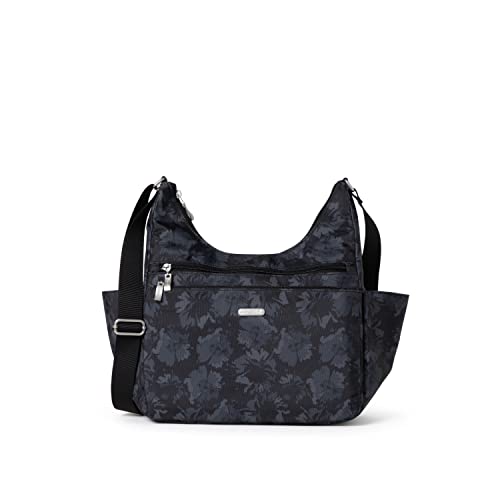 Baggallini Damen Essential Crossbody Bag Integrierter RFID-Kartenhalter-Hobo Reisetasche mit Gepäckhülle, Midnight Garden von Baggallini