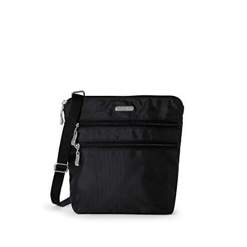 Baggallini Damen Bag Essential Crossbody-Tasche Integrierter RFID-Kartenhalter – Cross-Body-Geldbörse mit schnell zugänglichem Handyfach, Schwarz von Baggallini